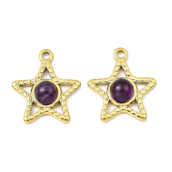 PandaHall Natural Amethyst Pendants, Ion Plating(IP) 316 Stainless Steel Star Charms, Real 24K Gold Plated, 20x17.5x5mm, Hole: 1.8mm...
PandaHall Natural Amethyst Pendants, Ion Plating(IP) 316 Stainless Steel Star Charms, Real 24K Gold Plated, 20x17.5x5mm, Hole: 1.8mm...