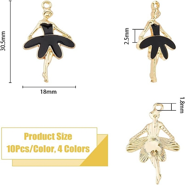 PandaHall DICOSMETIC 40Pcs 4 Colors Light Gold Plated Alloy Pendants, with Enamel, Ballet Dancer, Mixed Color, 30.5x18x2.5mm, Hole: 1.8mm..., Multicolor
PandaHall DICOSMETIC 40Pcs 4 Colors Light Gold Plated Alloy Pendants, with Enamel, Ballet Dancer, Mixed Color, 30.5x18x2.5mm, Hole: 1.8mm..., Multicolor