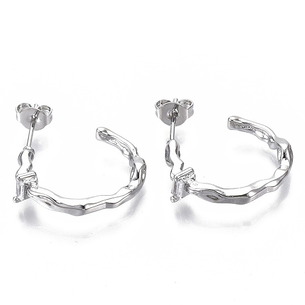 PandaHall Brass Micro Pave Cubic Zirconia Stud Earrings, Half Hoop Earrings, with Ear Nuts, Nickel Free, Ring, Clear, Real Platinum Plated...
PandaHall Brass Micro Pave Cubic Zirconia Stud Earrings, Half Hoop Earrings, with Ear Nuts, Nickel Free, Ring, Clear, Real Platinum Plated...