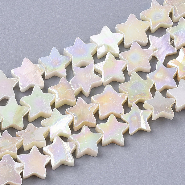 PandaHall Freshwater Shell Beads Strands, AB Color Plated, Dyed, Star, Creamy White, 8~9x9x2~3mm, Hole: 0.8mm, about 55~59pcs/Strand, 15.89...
PandaHall Freshwater Shell Beads Strands, AB Color Plated, Dyed, Star, Creamy White, 8~9x9x2~3mm, Hole: 0.8mm, about 55~59pcs/Strand, 15.89...