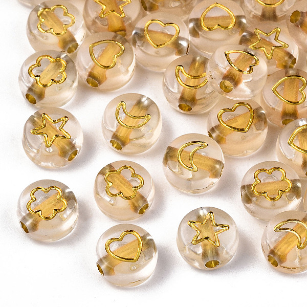 PandaHall Transparent Acrylic Beads, Flat Round, Moon & Heart Flower & Star, Goldenrod, 7x4mm, Hole: 1.5mm, about 3700pcs/500g Acrylic Flat..., Gold
PandaHall Transparent Acrylic Beads, Flat Round, Moon & Heart Flower & Star, Goldenrod, 7x4mm, Hole: 1.5mm, about 3700pcs/500g Acrylic Flat..., Gold