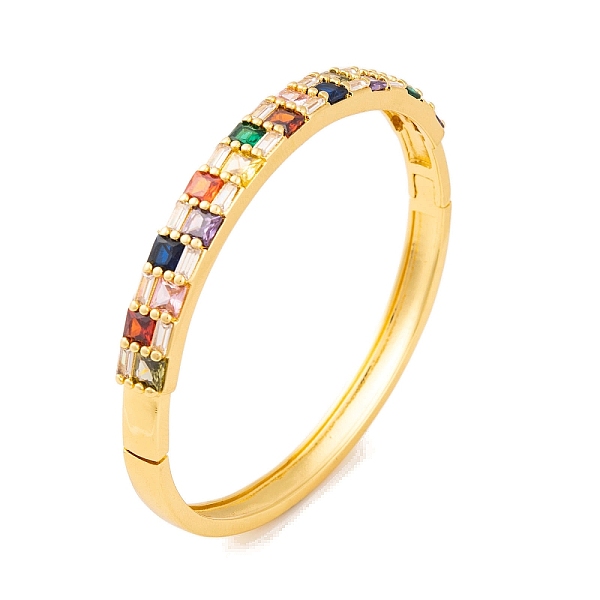 PandaHall Brass Pave Colorful Cubic Zirconia Hinged Bangles for Women, Real 18K Gold Plated, Rectangle, Inner Diameter: 2-3/8 inch(5.9cm)...
PandaHall Brass Pave Colorful Cubic Zirconia Hinged Bangles for Women, Real 18K Gold Plated, Rectangle, Inner Diameter: 2-3/8 inch(5.9cm)...