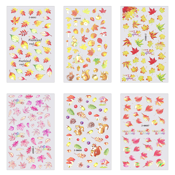 PandaHall Olycraft 6 Sheets 6 Style Maple Leaf Nail Art Stickers Decals, with Self Adhesive, for Nail Tips Decorations, Mixed Patterns...
PandaHall Olycraft 6 Sheets 6 Style Maple Leaf Nail Art Stickers Decals, with Self Adhesive, for Nail Tips Decorations, Mixed Patterns...