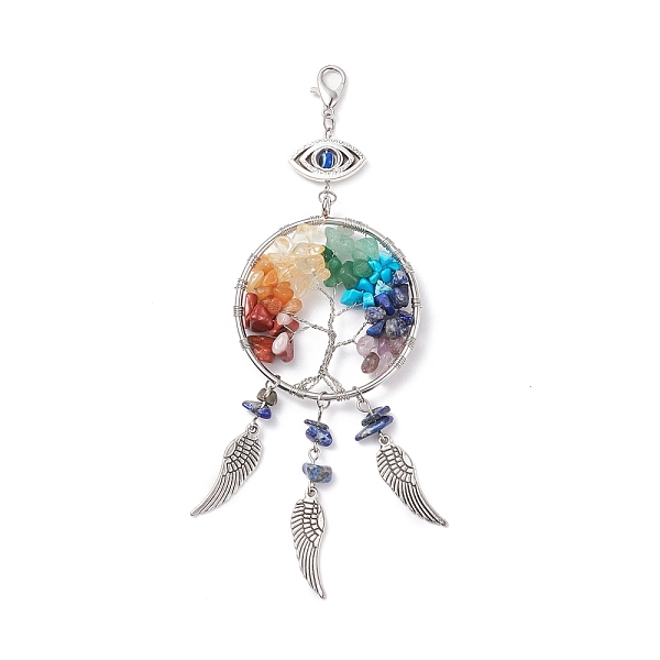 PandaHall Natural & Synthetic Mixed Gemstone Pendant Decorations, with Brass Linking Rings, Alloy Wing Pendants & Lobster Claw Clasps, Tree...
PandaHall Natural & Synthetic Mixed Gemstone Pendant Decorations, with Brass Linking Rings, Alloy Wing Pendants & Lobster Claw Clasps, Tree...