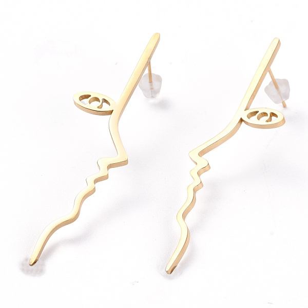 PandaHall Unisex Fashion Titanium Steel Stud Earrings, with Ear Nuts, Human Face, Golden, 58.5x15mm, Pin: 0.7mm Titanium Steel Human
PandaHall Unisex Fashion Titanium Steel Stud Earrings, with Ear Nuts, Human Face, Golden, 58.5x15mm, Pin: 0.7mm Titanium Steel Human