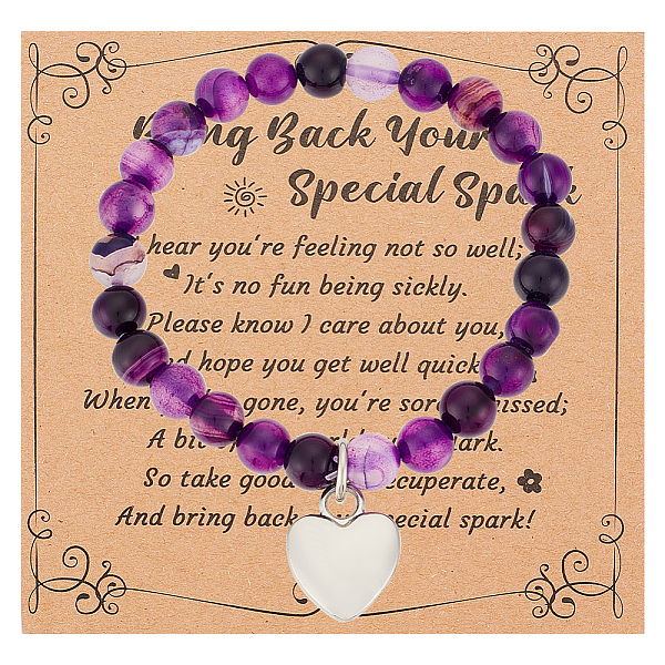 PandaHall Olycraft Natural Striped Agate Round Beaded Stretch Bracelet with Alloy Heart Charm, Gemstone Jewelry for Women, Inner Diameter...
PandaHall Olycraft Natural Striped Agate Round Beaded Stretch Bracelet with Alloy Heart Charm, Gemstone Jewelry for Women, Inner Diameter...
