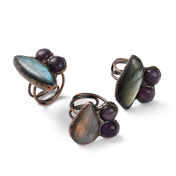 PandaHall Horse Eye & Round Natural Amethyst & Labradorite Adjustable Rings, Red Copper Tone Brass Ring for Women, Inner Diameter: 19mm...
PandaHall Horse Eye & Round Natural Amethyst & Labradorite Adjustable Rings, Red Copper Tone Brass Ring for Women, Inner Diameter: 19mm...