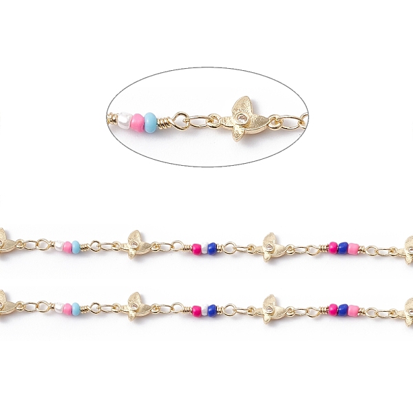 PandaHall Handmade Eco-friendly Brass Butterfly Link Chain, with Cubic Zirconia & Glass Seed Beaded, Real 18K Gold Plated, Lead Free &...
PandaHall Handmade Eco-friendly Brass Butterfly Link Chain, with Cubic Zirconia & Glass Seed Beaded, Real 18K Gold Plated, Lead Free &...