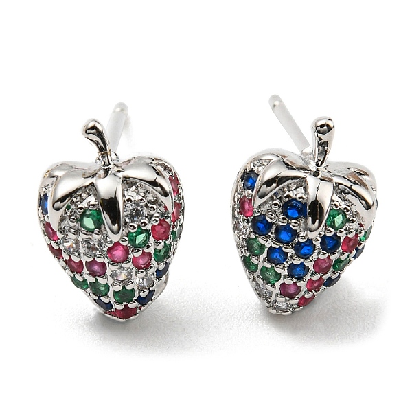 PandaHall Colorful Cubic Zirconia Strawberry Stud Earrings, Rack Plating Brass Earrings, Lead Free & Cadmium Free, Platinum, 11x8mm..., Clear
PandaHall Colorful Cubic Zirconia Strawberry Stud Earrings, Rack Plating Brass Earrings, Lead Free & Cadmium Free, Platinum, 11x8mm..., Clear