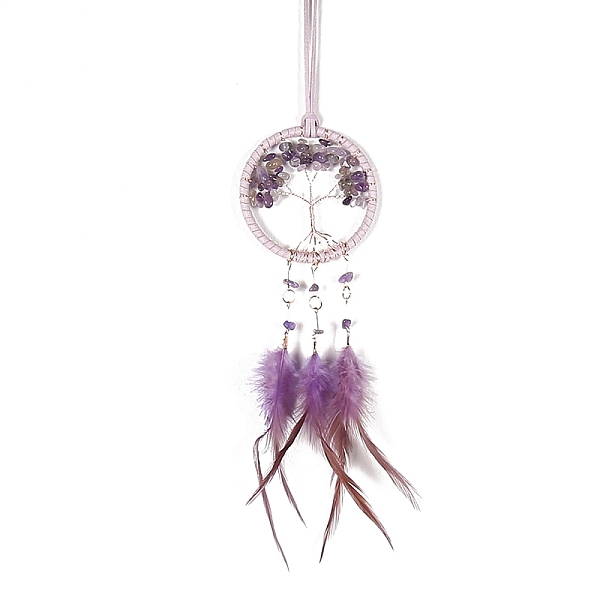 PandaHall Iron & Natural Amethyst Woven Web/Net with Feather Pendant Decorations, Flat Round with Tree, 75mm Feather Tree
PandaHall Iron & Natural Amethyst Woven Web/Net with Feather Pendant Decorations, Flat Round with Tree, 75mm Feather Tree