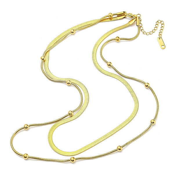 PandaHall 304 Stainless Steel Herringbone & Satellite Chains Double Layer Necklaces, Golden, 15.47 inch(39.3cm) 304 Stainless Steel
PandaHall 304 Stainless Steel Herringbone & Satellite Chains Double Layer Necklaces, Golden, 15.47 inch(39.3cm) 304 Stainless Steel
