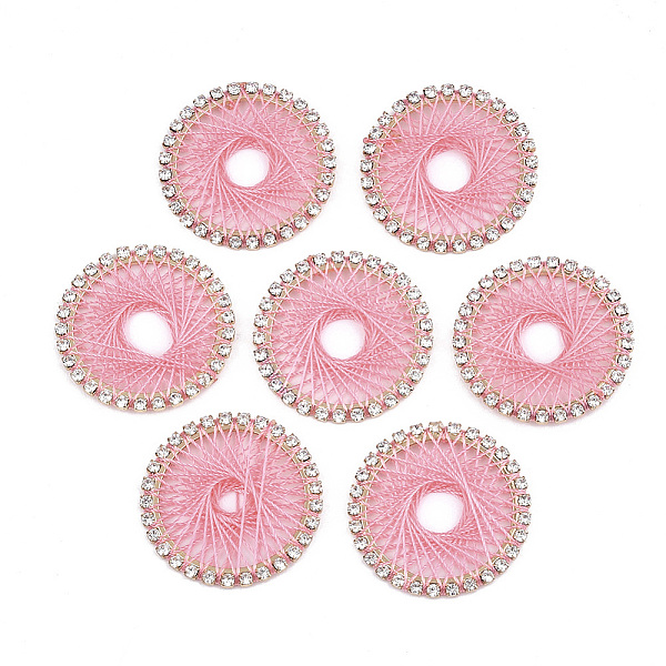 PandaHall Brass Rhinestone Pendants, with Polyester Thread, Flat Round, Light Gold, Crystal, Hot Pink, 30x2mm Polyester Flat Round
PandaHall Brass Rhinestone Pendants, with Polyester Thread, Flat Round, Light Gold, Crystal, Hot Pink, 30x2mm Polyester Flat Round