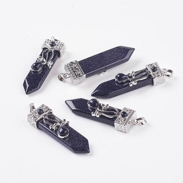 PandaHall Synthetic Blue Goldstone Big Pendants, with Alloy Findings, Arrow, Platinum, 56~58x16x10mm, Hole: 5x7mm Blue Goldstone Arrow
PandaHall Synthetic Blue Goldstone Big Pendants, with Alloy Findings, Arrow, Platinum, 56~58x16x10mm, Hole: 5x7mm Blue Goldstone Arrow