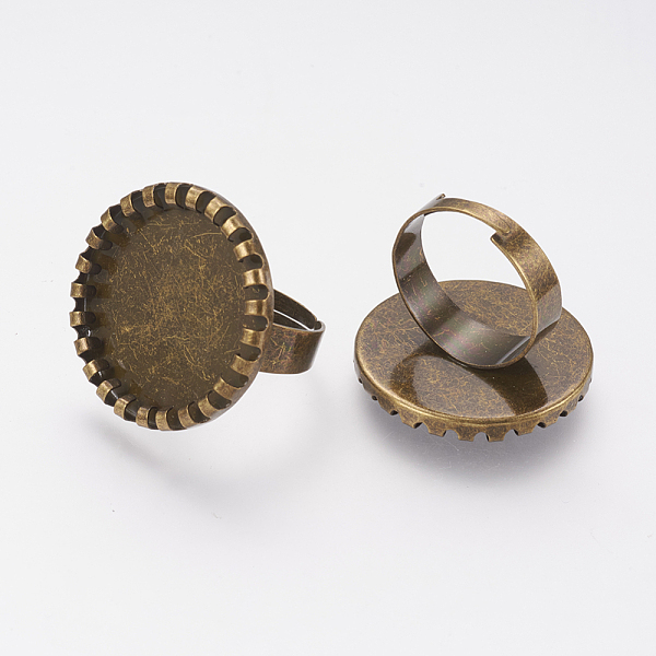 PandaHall Brass Pad Ring Settings, Adjustable, Flat Round, Antique Bronze, Tray: 20mm, 17mm Brass
PandaHall Brass Pad Ring Settings, Adjustable, Flat Round, Antique Bronze, Tray: 20mm, 17mm Brass