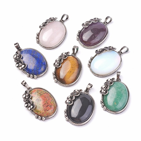 PandaHall Natural & Synthetic Mixed Stone Pendants, with Brass Findings, Oval with Flower, Antique Silver, 35x26.5x9mm, Hole: 7x5mm Mixed...
PandaHall Natural & Synthetic Mixed Stone Pendants, with Brass Findings, Oval with Flower, Antique Silver, 35x26.5x9mm, Hole: 7x5mm Mixed...
