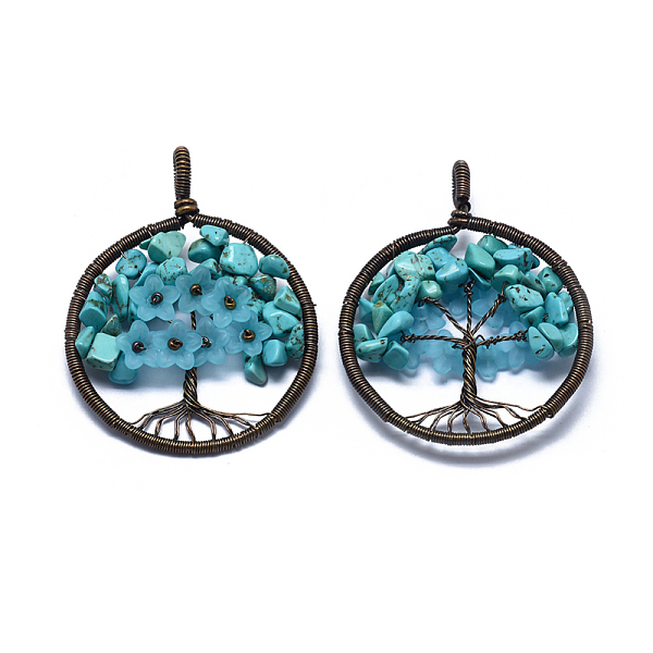 PandaHall Natural Howlite Pendants, Dyed & Heated, with Acrylic and Brass Findings, Flat Round with Tree of Life, 59x47~47.5x9.5~10mm, Hole...
PandaHall Natural Howlite Pendants, Dyed & Heated, with Acrylic and Brass Findings, Flat Round with Tree of Life, 59x47~47.5x9.5~10mm, Hole...
