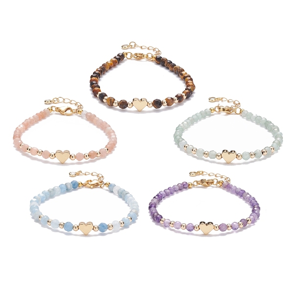 PandaHall Round Faceted Natural Mixed Stone Beaded Bracelet, Golden Heart Beads Bracelet for Girl Women, 7-1/4~7-3/8 inch(18.3~18.8cm) Mixed...
PandaHall Round Faceted Natural Mixed Stone Beaded Bracelet, Golden Heart Beads Bracelet for Girl Women, 7-1/4~7-3/8 inch(18.3~18.8cm) Mixed...