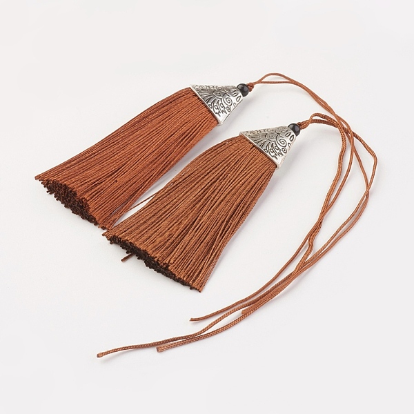 PandaHall Nylon Tassels Big Pendant Decorations, with CCB Plastic, Antique Silver, Chocolate, 85x20x10.5mm Nylon Brown
PandaHall Nylon Tassels Big Pendant Decorations, with CCB Plastic, Antique Silver, Chocolate, 85x20x10.5mm Nylon Brown