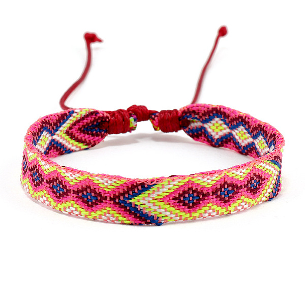 PandaHall Cotton Braided Rhombus Cord Bracelet, Ethnic Tribal Adjustable Bracelet for Women, Hot Pink, Inner Diameter: 7-1/8~9-7/8 inch...
PandaHall Cotton Braided Rhombus Cord Bracelet, Ethnic Tribal Adjustable Bracelet for Women, Hot Pink, Inner Diameter: 7-1/8~9-7/8 inch...