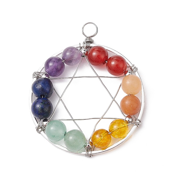 PandaHall Gemstone Copper Wire Wrapped Pendants, Chakra Flat Round Charms with Brass Beads, Mixed Dyed and Undyed, Platinum, 42.5x35x6.5mm...
PandaHall Gemstone Copper Wire Wrapped Pendants, Chakra Flat Round Charms with Brass Beads, Mixed Dyed and Undyed, Platinum, 42.5x35x6.5mm...