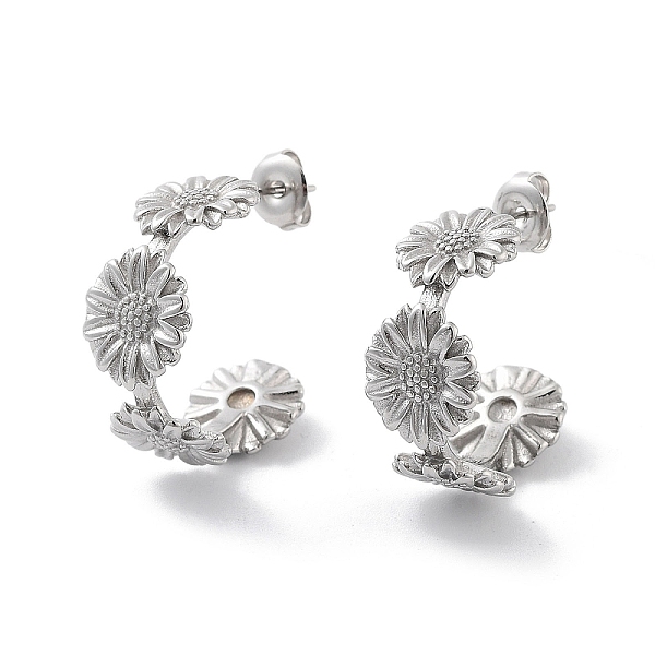 PandaHall Sunflower 304 Stainless Steel Stud Earrings, Half Hoop Earrings, Stainless Steel Color, 23x10mm 304 Stainless Steel Flower
PandaHall Sunflower 304 Stainless Steel Stud Earrings, Half Hoop Earrings, Stainless Steel Color, 23x10mm 304 Stainless Steel Flower