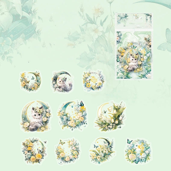 PandaHall 20Pcs 10 Styles Laser PET Waterproof Decorative Stickers, Self-adhesive Flower Moon Decals, for DIY Scrapbooking, Light Green...
PandaHall 20Pcs 10 Styles Laser PET Waterproof Decorative Stickers, Self-adhesive Flower Moon Decals, for DIY Scrapbooking, Light Green...