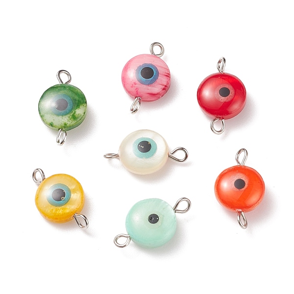 PandaHall Natural Freshwater Shell Connector Charms, with Platinum Iron Double Loops, Flat Round with Evil Eye, Dyed, Mixed Color, 17x10x5mm..., Multicolor
PandaHall Natural Freshwater Shell Connector Charms, with Platinum Iron Double Loops, Flat Round with Evil Eye, Dyed, Mixed Color, 17x10x5mm..., Multicolor
