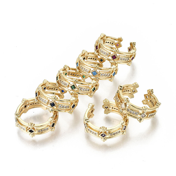 PandaHall Brass Micro Pave Cubic Zirconia Cuff Rings, Open Rings, Real 18K Gold Plated, Nickel Free, Rhombus, Mixed Color, Inner Diameter..., Multicolor
PandaHall Brass Micro Pave Cubic Zirconia Cuff Rings, Open Rings, Real 18K Gold Plated, Nickel Free, Rhombus, Mixed Color, Inner Diameter..., Multicolor