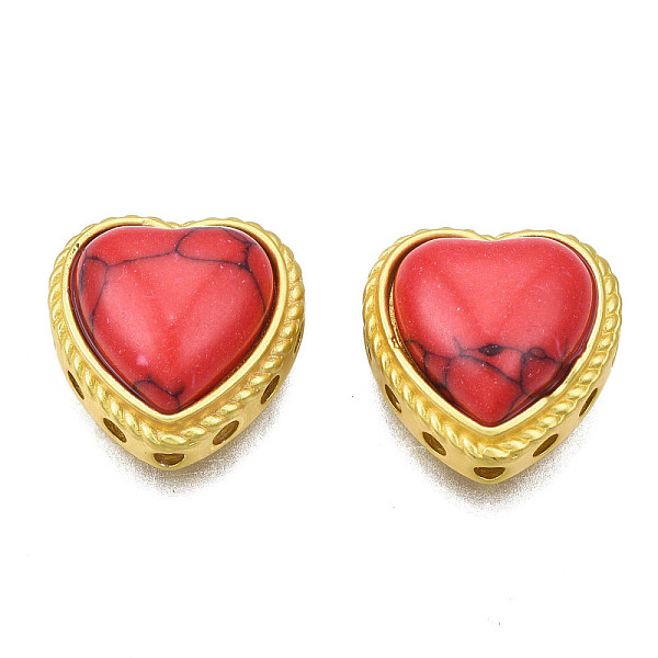 PandaHall Brass Multi-Strand Links, with Synthetic Turquoise, Matte Style, Matte Gold Color, Dyed, Heart with Flower, Red, 13x13x7.5mm, Hole...
PandaHall Brass Multi-Strand Links, with Synthetic Turquoise, Matte Style, Matte Gold Color, Dyed, Heart with Flower, Red, 13x13x7.5mm, Hole...