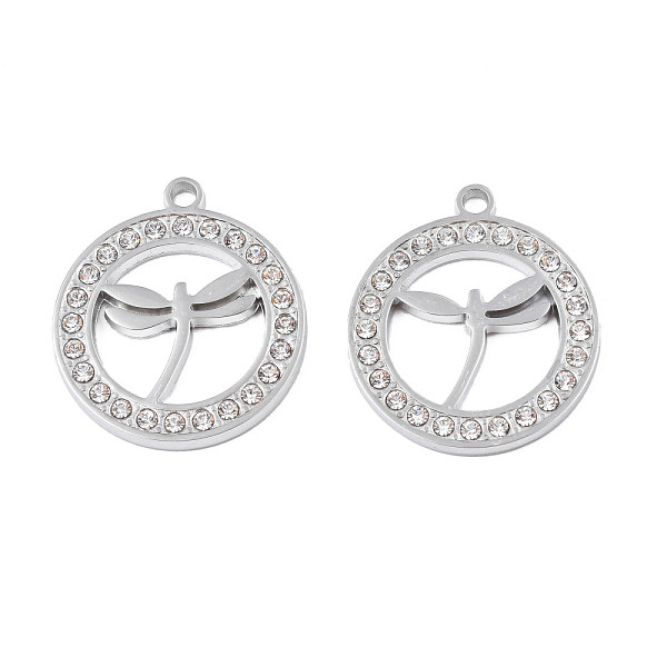 PandaHall 304 Stainless Steel Pendants, with Crystal Rhinestone, Ring with Dragonfly, Stainless Steel Color, 26x22.5x2mm, Hole: 2mm..., Clear
PandaHall 304 Stainless Steel Pendants, with Crystal Rhinestone, Ring with Dragonfly, Stainless Steel Color, 26x22.5x2mm, Hole: 2mm..., Clear