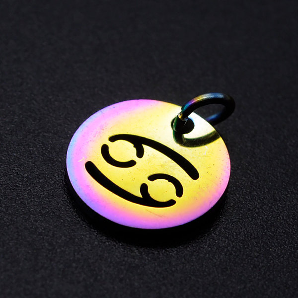 PandaHall Rainbow Color Ion Plating(IP) 201 Stainless Steel Charms, with Jump Rings, Flat Round with Constellation/Zodiac Sign, Cancer...
PandaHall Rainbow Color Ion Plating(IP) 201 Stainless Steel Charms, with Jump Rings, Flat Round with Constellation/Zodiac Sign, Cancer...