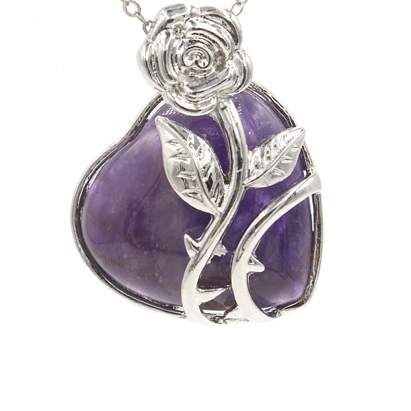 PandaHall Valentine's Day Theme Natural Amethyst Pendants, with Platinum Plated Brass Findings, Heart with Flower, 40x40mm Amethyst Heart
PandaHall Valentine's Day Theme Natural Amethyst Pendants, with Platinum Plated Brass Findings, Heart with Flower, 40x40mm Amethyst Heart