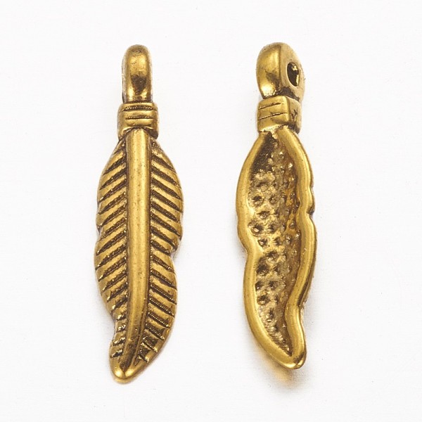PandaHall Tibetan Style Alloy Pendants, Feather, Lead Free and Cadmium Free, Antique Golden, 4x2mm, Hole: 1.5mm Alloy Feather
PandaHall Tibetan Style Alloy Pendants, Feather, Lead Free and Cadmium Free, Antique Golden, 4x2mm, Hole: 1.5mm Alloy Feather