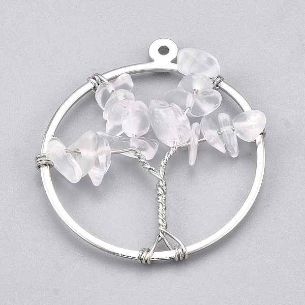 PandaHall Brass Wire Wrapped Pendants, with Natural Quartz Crystal Chip Beads, Ring with Tree, Platinum, 35x30x5~10mm, Hole: 1mm Quartz...
PandaHall Brass Wire Wrapped Pendants, with Natural Quartz Crystal Chip Beads, Ring with Tree, Platinum, 35x30x5~10mm, Hole: 1mm Quartz...