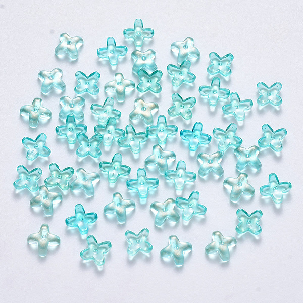 PandaHall Transparent Spray Painted Glass Beads, with Glitter Powder, Clover, Pale Turquoise, 8x8x3mm, Hole: 0.9mm Glass Clover Cyan
PandaHall Transparent Spray Painted Glass Beads, with Glitter Powder, Clover, Pale Turquoise, 8x8x3mm, Hole: 0.9mm Glass Clover Cyan
