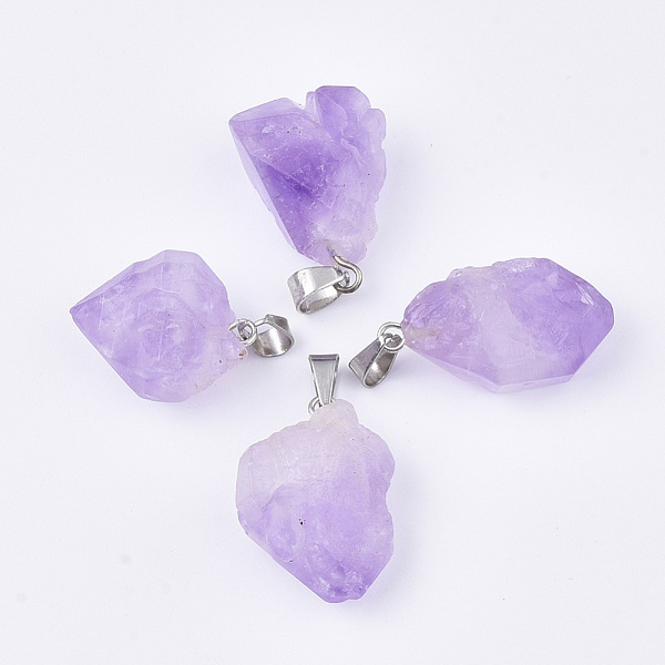 PandaHall Natural Amethyst Pendants, Rough Raw Stone, with Stainless Steel Snap On Bails, Stainless Steel Color, 20~25x13~17x10~15mm, Hole...
PandaHall Natural Amethyst Pendants, Rough Raw Stone, with Stainless Steel Snap On Bails, Stainless Steel Color, 20~25x13~17x10~15mm, Hole...