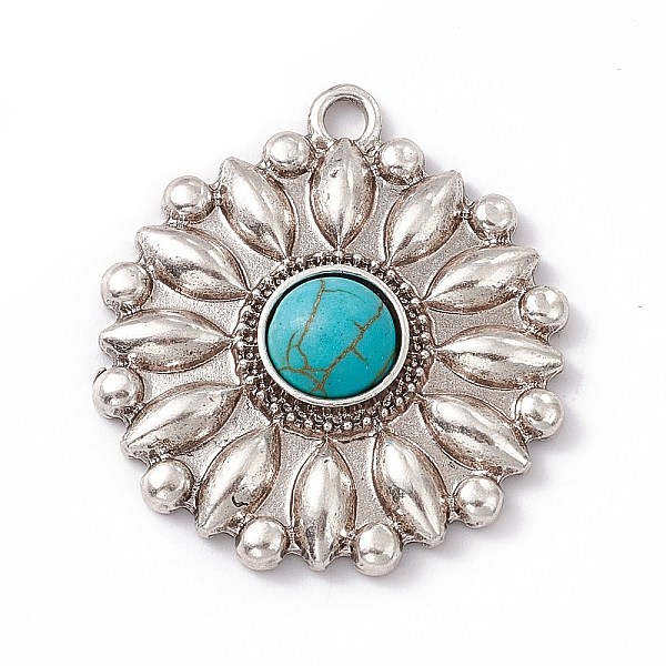 PandaHall Synthetic Turquoise Half Round Pendants, Flower Charms, with Rack Plating Alloy Findings, Antique Silver, 34x30x6mm, Hole: 3mm...
PandaHall Synthetic Turquoise Half Round Pendants, Flower Charms, with Rack Plating Alloy Findings, Antique Silver, 34x30x6mm, Hole: 3mm...