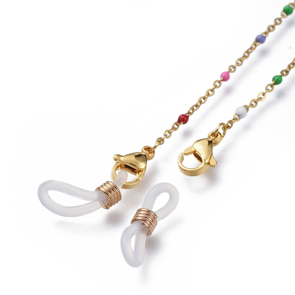 PandaHall 304 Stainless Steel Eyeglasses Chains, Neck Strap for Eyeglasses, with Enamel, Lobster Claw Clasps and Rubber Loop Ends, Colorful...
PandaHall 304 Stainless Steel Eyeglasses Chains, Neck Strap for Eyeglasses, with Enamel, Lobster Claw Clasps and Rubber Loop Ends, Colorful...