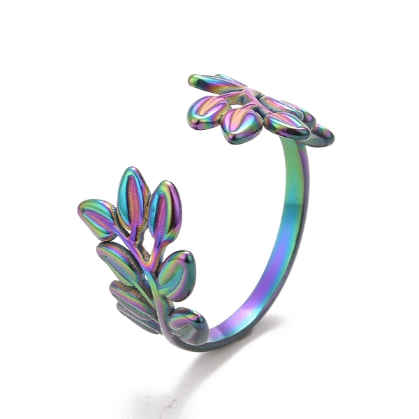 PandaHall Ion Plating(IP) Rainbow Color 304 Stainless Steel Leaf Open Cuff Ring for Women, US Size 6 1/2(16.9mm) 304 Stainless Steel
PandaHall Ion Plating(IP) Rainbow Color 304 Stainless Steel Leaf Open Cuff Ring for Women, US Size 6 1/2(16.9mm) 304 Stainless Steel