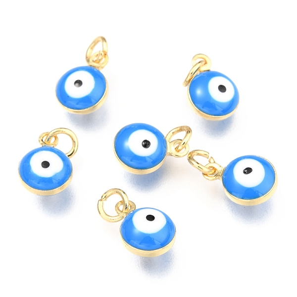 PandaHall Brass Enamel Beads, Real 18K Gold Plated,Long-Lasting Plated, with Jump Ring, Flat Round with Evil Eye, Dark Blue, 9.5x6.5x4.5mm...
PandaHall Brass Enamel Beads, Real 18K Gold Plated,Long-Lasting Plated, with Jump Ring, Flat Round with Evil Eye, Dark Blue, 9.5x6.5x4.5mm...