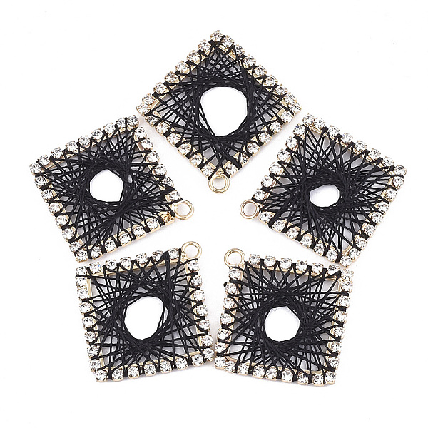 PandaHall Brass Rhinestone Pendants, with Polyester Thread, Rhombus, Light Gold, Crystal, Black, 33.5~34x32.5~33x2mm, Hole: 2mm Polyester...
PandaHall Brass Rhinestone Pendants, with Polyester Thread, Rhombus, Light Gold, Crystal, Black, 33.5~34x32.5~33x2mm, Hole: 2mm Polyester...
