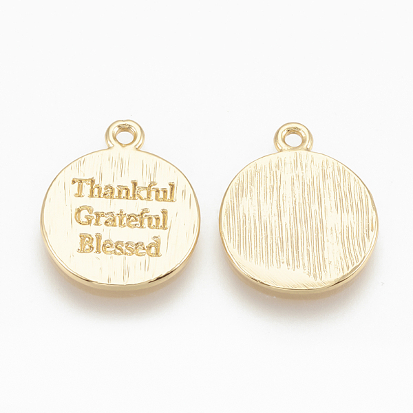 PandaHall Brass Charms, Flat Round with Thankful Grateful Blessed, Nickel Free, Real 18K Gold Plated, 13x11x1mm, Hole: 1mm Brass Flat Round
PandaHall Brass Charms, Flat Round with Thankful Grateful Blessed, Nickel Free, Real 18K Gold Plated, 13x11x1mm, Hole: 1mm Brass Flat Round