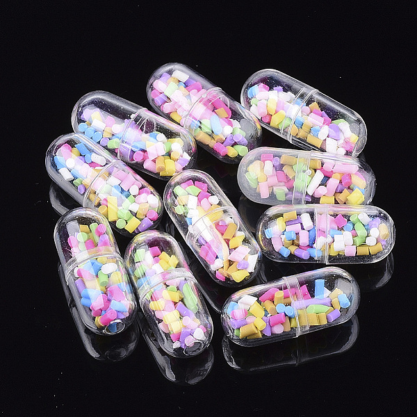 PandaHall Openable Transparent Plastic Capsule Container, with Handmade Polymer Clay Cabochons Inside, Pill with Column, Colorful, 24x10.5mm...
PandaHall Openable Transparent Plastic Capsule Container, with Handmade Polymer Clay Cabochons Inside, Pill with Column, Colorful, 24x10.5mm...