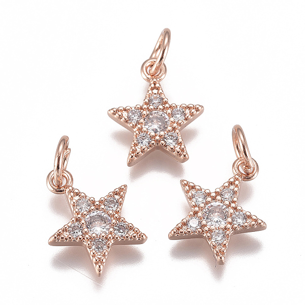 PandaHall Brass Micro Pave Cubic Zirconia Charms, with Jump Ring, Long-Lasting Plated, Star, Clear, Real Rose Gold Plated, 12x10x2mm, Hole...
PandaHall Brass Micro Pave Cubic Zirconia Charms, with Jump Ring, Long-Lasting Plated, Star, Clear, Real Rose Gold Plated, 12x10x2mm, Hole...