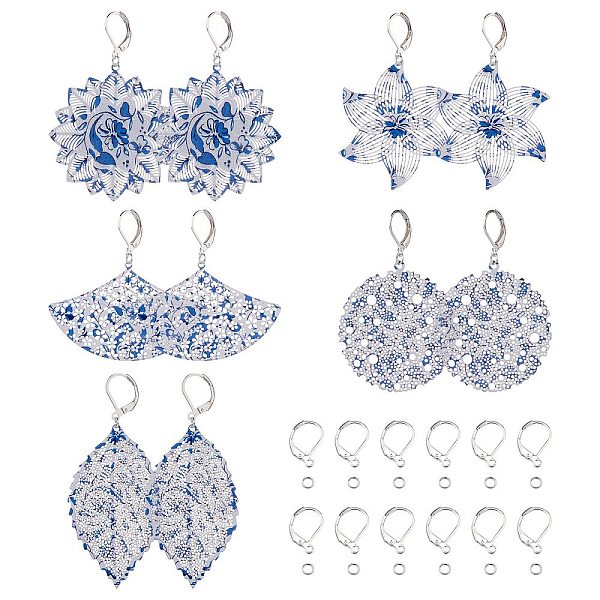PandaHall DIY Flower Drop Earring Making Kit, Including Leaf & Fan & Flat Round 430 Stainless Steel Pendants, 304 Stainless Steel Leverback..., Blue
PandaHall DIY Flower Drop Earring Making Kit, Including Leaf & Fan & Flat Round 430 Stainless Steel Pendants, 304 Stainless Steel Leverback..., Blue