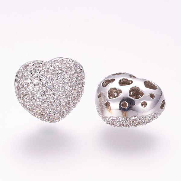 PandaHall Brass Micro Pave Cubic Zirconia Beads, Heart, Hollow, Platinum, 12.5x14x9mm, Hole: 1mm Brass+Cubic Zirconia Heart
PandaHall Brass Micro Pave Cubic Zirconia Beads, Heart, Hollow, Platinum, 12.5x14x9mm, Hole: 1mm Brass+Cubic Zirconia Heart