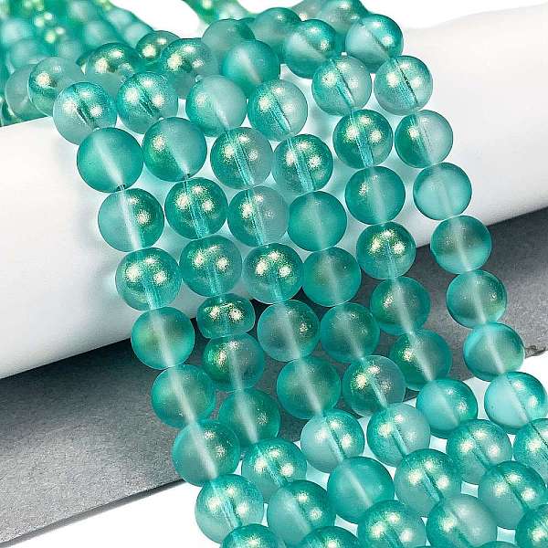 PandaHall Frosted Transparent Glass Bead Strands, with Gold Powder, Round, Dark Turquoise, 10mm, Hole: 1mm, about 84pcs/strand, 31.50''...
PandaHall Frosted Transparent Glass Bead Strands, with Gold Powder, Round, Dark Turquoise, 10mm, Hole: 1mm, about 84pcs/strand, 31.50''...