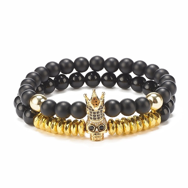 PandaHall 2Pcs 2 Style Synthetic Hematite & Black Stone & Natural Obsidian Stretch Bracelets Set with Cubic Zirconia Skull, Gemstone Jewelry...
PandaHall 2Pcs 2 Style Synthetic Hematite & Black Stone & Natural Obsidian Stretch Bracelets Set with Cubic Zirconia Skull, Gemstone Jewelry...