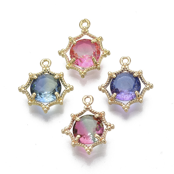 PandaHall Faceted Two-Tone Glass Pendants, with Brass Claw Settings, Flower, Light Gold, Mixed Color, 16x14x4.5mm, Hole: 1.2mm Brass+Glass..., Multicolor
PandaHall Faceted Two-Tone Glass Pendants, with Brass Claw Settings, Flower, Light Gold, Mixed Color, 16x14x4.5mm, Hole: 1.2mm Brass+Glass..., Multicolor