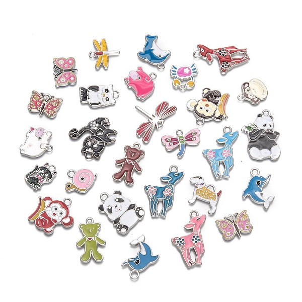 PandaHall Alloy Enamel Pendants, Mixed Shapes, Animal, Platinum, Mixed Color, about 17~30mm wide, 15~32mm long, 1.5mm thick, hole: 1.5~3mm..., Multicolor
PandaHall Alloy Enamel Pendants, Mixed Shapes, Animal, Platinum, Mixed Color, about 17~30mm wide, 15~32mm long, 1.5mm thick, hole: 1.5~3mm..., Multicolor